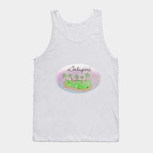 Dalupiri watercolor Island travel, beach, sea and palm trees. Holidays and vacation, summer and relaxation Tank Top